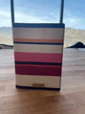 kate spade Striped Passport Cover in Pink, Navy & White